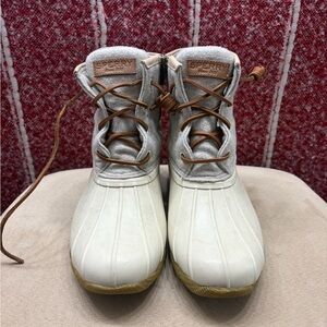 Sperry White and Tan Ankle Boots